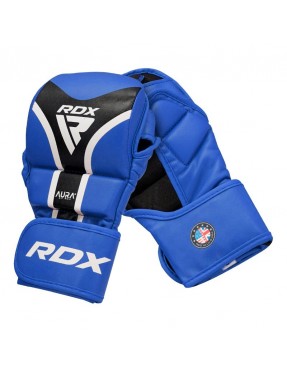 Тренировъчни ръкавици за граплинг RDX AURA PLUS T-17 - черен/син цвят