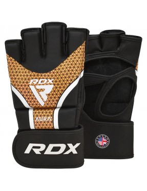 Тренировъчни ръкавици за граплинг RDX AURA PLUS T-17 - черен/златен цвят