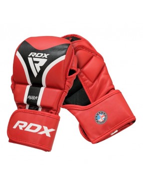 Тренировъчни ръкавици за граплинг RDX AURA PLUS T-17 - черен/червен цвят Тренировъчни ръкавици за граплинг RDX AURA PLUS T-17 - черен/червен цвят